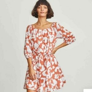 Elizabeth and James Uptown Day Glow Brown and White Cotton Tie Dye Dress Size L